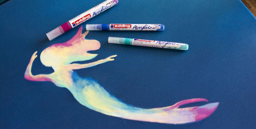 Mit den neuen Edding Acrylic Markern zauberhafte Meerjungfrauen malen