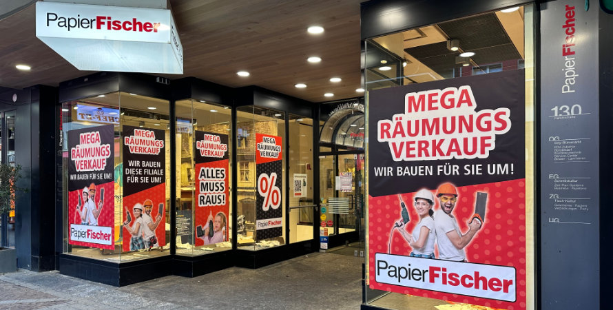 Großer Räumungsverkauf wegen Umbau ab 09.10.2024 bei PapierFischer in Karlsruhe