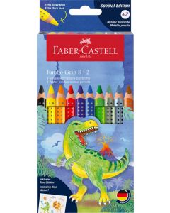 Faber-Castell Buntstifte Jumbo Grip Dinosaurier 8+2er Set im Kartonetui 