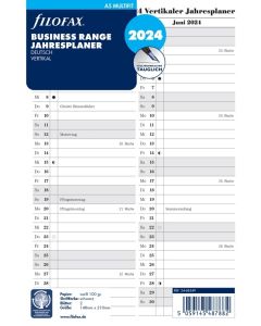 Filofax A5 Kalendereinlage 2024 Jahresplan Leporello Weiß Multifit-Lochung