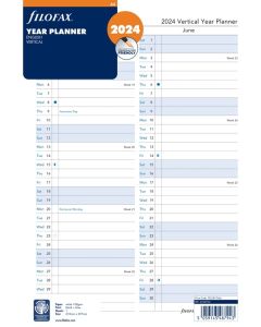 Filofax A4 Kalendereinlage 2024 Jahresplan Leporello Weiß Englisch