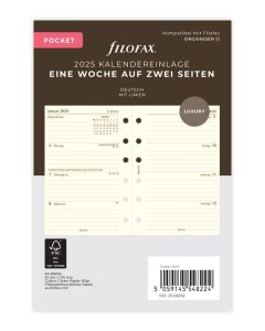 Filofax Pocket Kalendereinlage 2025 1 Woche auf 2 Seiten Cotton Cream Deutsch