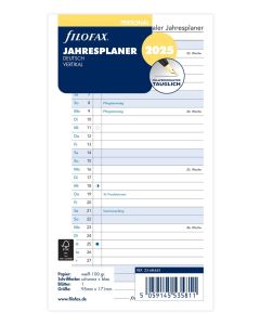 Filofax Personal Kalendereinlage 2025 Jahresplan Leporello Weiß Deutsch
