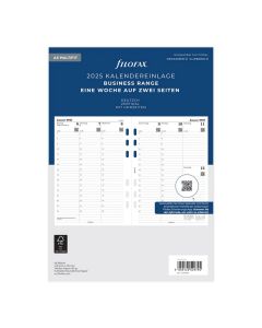 Filofax A5 Kalendereinlage 2025 1 Woche auf 2 Seiten deutsch vertikal Multifit-Lochung