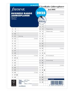 Filofax A5 Kalendereinlage 2025 Jahresplan Leporello Weiß Multifit-Lochung