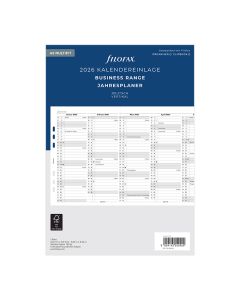 Filofax A5 Kalendereinlage 2026 Jahresplan Leporello Weiß Multifit-Lochung