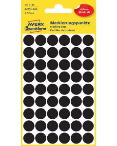Avery Zweckform 3140 Markierungspunkte, Ø 12 mm, schwarz