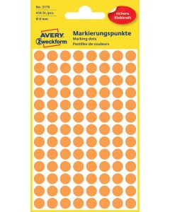 Avery Zweckform 3178 Markierungspunkte, Ø 8 mm, leuchtorange