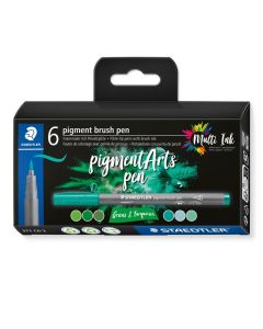STAEDTLER Brush Pen Pigment 371 Greens & Turquoises  6er Set