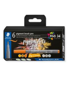 STAEDTLER Brush Pen Pigment 371 Greys & Caramel 6er Set