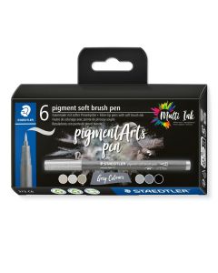STAEDTLER Brush Pen Pigment 371 Greys 6er Set
