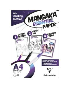Clairefontaine Zeichenpapier Mangaka Essential Paper A4 15 Blatt Set