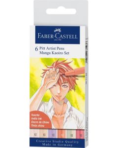 Faber-Castell Tuschestift PITT artist pen B Manga Kaoiro 6er Set