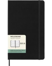 Moleskine 18 Monatskalender 2026 Studienplaner 1 Woche auf 2 Seiten horizontal Large Hardcover Schwarz