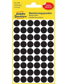Avery Zweckform 3140 Markierungspunkte, Ø 12 mm, schwarz