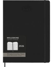 Moleskine Wochenkalender 2026 Pro 1 Woche auf 2 Seiten vertikal XL Hardcover Schwarz