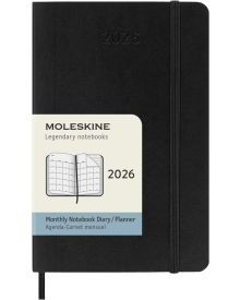 Moleskine Monats-Notizkalender 2026 Klassik 1 Monat auf 2 Seiten Pocket Softcover Schwarz