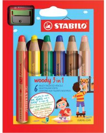 STABILO Aquarellfarbstift WOODY 6 Stk. Etui mit Spitzer
