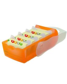 HAN Karteikasten CROCO, für: DIN A8, max. 500 Karten, 9,7 x 6,7 x 19,1 cm (B x H x T), 5 Stützplatten, Polypropylen, orange-transluzent