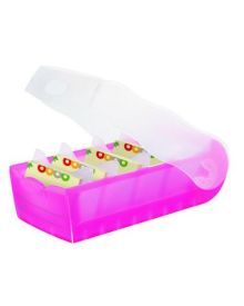 HAN Karteikasten CROCO, für: DIN A8, max. 500 Karten, 9,7 x 6,7 x 19,1 cm (B x H x T), 5 Stützplatten, Polypropylen, pink-transluzent