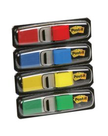 Post-it® Haftstreifen Index Mini, Polyester, rot, gelb, grün, blau, 35 Bl./Block, 4 Block/Pack.