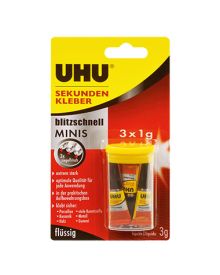 UHU® Sekundenkleber blitzschnell MINIS, 3 x 1 g