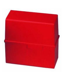 HAN Karteikasten für: DIN A6 quer, max. 380 Karten, 16,5 x 12,8 x 9,6 cm (B x H x T), Polystyrol, rot