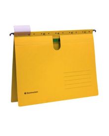 Soennecken Hängehefter für: DIN A4, kaufmännische Heftung, mit: Organisationsaufdruck, Recyclingkarton, 230 g/qm, gelb
