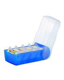 HAN Karteikasten CROCO, für: DIN A8, max. 500 Karten, 9,7 x 6,7 x 19,1 cm (B x H x T), 5 Stützplatten, Polypropylen, blau-transluzent