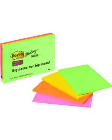 Post-it® Haftnotiz Meeting Notes, 149 x 98,4 mm (B x H), neongrün, neonpink, neonorange, neongelb, 45 Bl./Block, 4 Block/Pack.