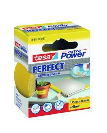 tesa® Gewebeband extra Power® Perfect, 38 mm x 2,75 m (B x L), Einsatz im: Innenbereich, Außenbereich, gelb