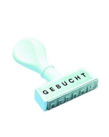 WEDO® Textstempel GEBUCHT, Stempelfläche: 45 x 4 mm (B x H), Kunststoff, weiß