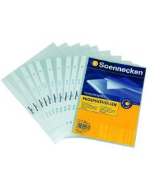 Soennecken Prospekthülle DIN A5, oben offen, 6fach Lochung, dokumentenecht, 0,05 mm, Polypropylen, transparent, genarbt, 100 St./Pack.