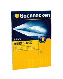 Soennecken Briefblock DIN A5, kariert, 50 Bl., Klebebindung, 70 g/qm, holzfrei, weiß
