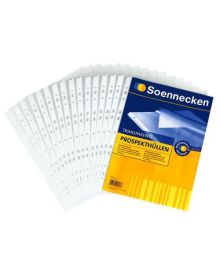 Soennecken Prospekthülle DIN A4, oben offen, 11fach Lochung, dokumentenecht, 0,05 mm, Polypropylen, transparent, genarbt, 100 St./Pack.