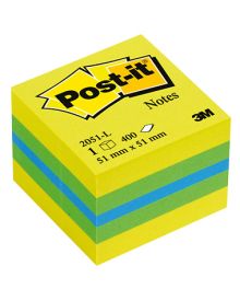 Post-it® Haftnotizwürfel Mini, 51 x 40 x 51 mm (B x H x T), limone, 400 Bl.