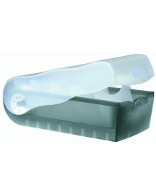 HAN Karteikasten CROCO, für: DIN A7 quer, max. 900 Karten, 12,1 x 8,5 x 24,6 cm (B x H x T), 5 Stützplatten, Polypropylen, grau-transluzent