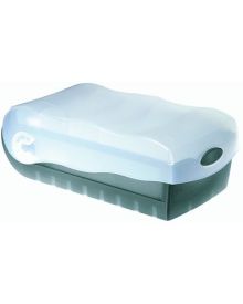 HAN Karteikasten CROCO, für: DIN A8, max. 500 Karten, 9,7 x 6,7 x 19,1 cm (B x H x T), 5 Stützplatten, Polypropylen, grau/transluzent