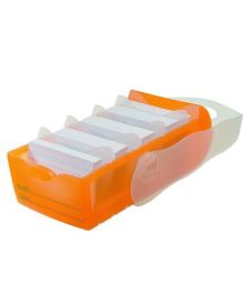 HAN Karteikasten CROCO, für: DIN A7 quer, max. 900 Karten, 12,1 x 8,5 x 24,6 cm (B x H x T), 5 Stützplatten, Polypropylen, orange-transluzent