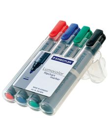 STAEDTLER® Flipchartmarker Lumocolor®, Rundspitze, 2 mm, rot, blau, grün, schwarz, nachfüllbar, 4 St./Pack.