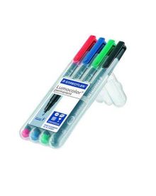 STAEDTLER® Folienschreiber Lumocolor®, ca. 0,6 mm, Schreibfarbe: rot, blau, grün, schwarz, 4 St./Pack.