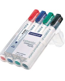 STAEDTLER® Whiteboardmarker Lumocolor®, Rundspitze, ca. 2 mm, Schreibfarbe: schwarz, rot, blau, grün, nachfüllbar, 4 St./Pack.