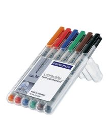 STAEDTLER® Folienschreiber Lumocolor® non-permanent, ca. 1 mm, Schreibfarbe: rot, blau, orange, grün, braun, schwarz, 6 St./Pack