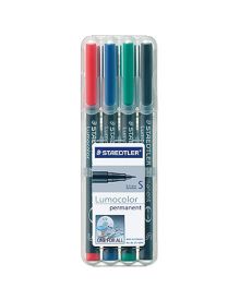STAEDTLER® Folienschreiber Lumocolor®, ca. 0,4 mm, Schreibfarbe: rot, blau, grün, schwarz, 4 St./Pack.