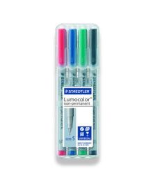 STAEDTLER® Folienschreiber Lumocolor® non-permanent, ca. 0,4 mm, Schreibfarbe: rot, blau, grün, schwarz, 4 St./Pack.