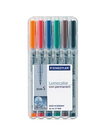 STAEDTLER® Folienschreiber Lumocolor® non-permanent, ca. 0,4 mm, Schreibfarbe: rot, blau, orange, grün, braun, schwarz, 6 St./Pack