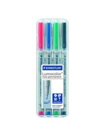 STAEDTLER® Folienschreiber Lumocolor® non-permanent, ca. 0,6 mm, Schreibfarbe: rot, blau, grün, schwarz, 4 St./Pack.