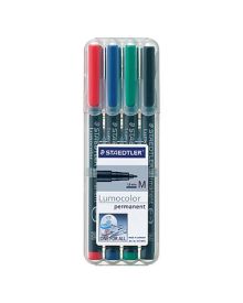 STAEDTLER® Folienschreiber Lumocolor®, ca. 1 mm, Schreibfarbe: rot, blau, grün, schwarz, 4 St./Pack.