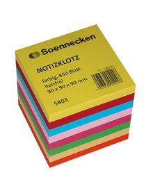 Soennecken Zettelklotz 9 x 9 x 9 cm (B x H x T), holzfrei, 80 g/qm, bunt, 850 Bl.