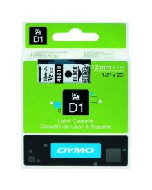 DYMO® Schriftbandkassette D1, 12 mm x 7 m (B x L), laminiert, Farbe des Schriftbandes: transparent, Druckfarbe: schwarz